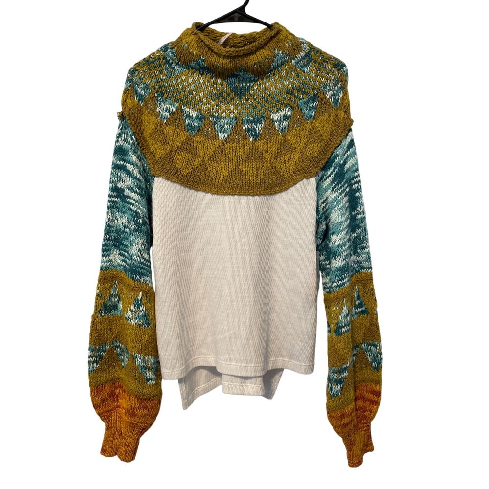 Free People "Swit the Small Stuff" Pullover in Grey Combo Small/Med  NWT
